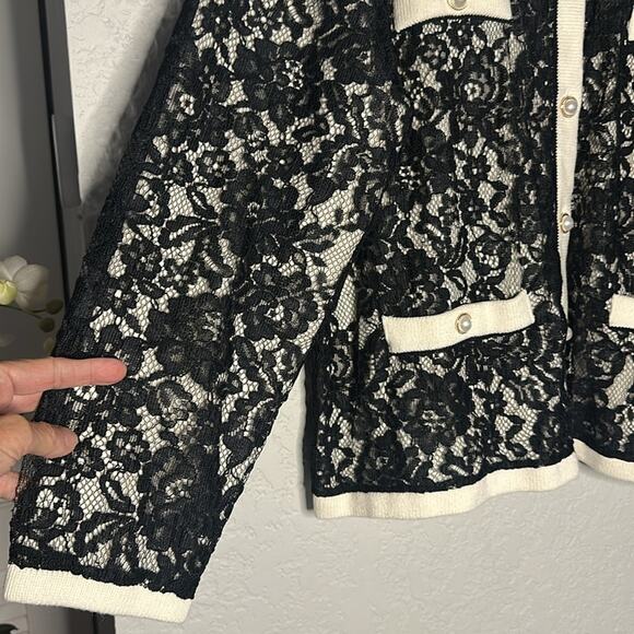 NEW Talbots Black Floral Lace Cardigan Sweater Preppy Classic Old Money Size 1X - Picture 6 of 11